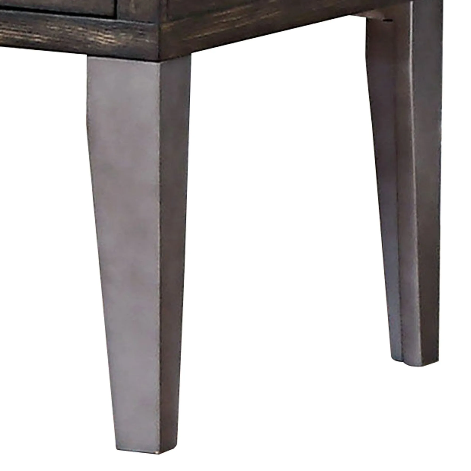 1 Drawer Wooden End Table with Metal Angled Legs, Brown By Benzara