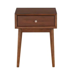 1 Drawer Wooden End Table With Splayed Legs, Walnut Brown By Benzara