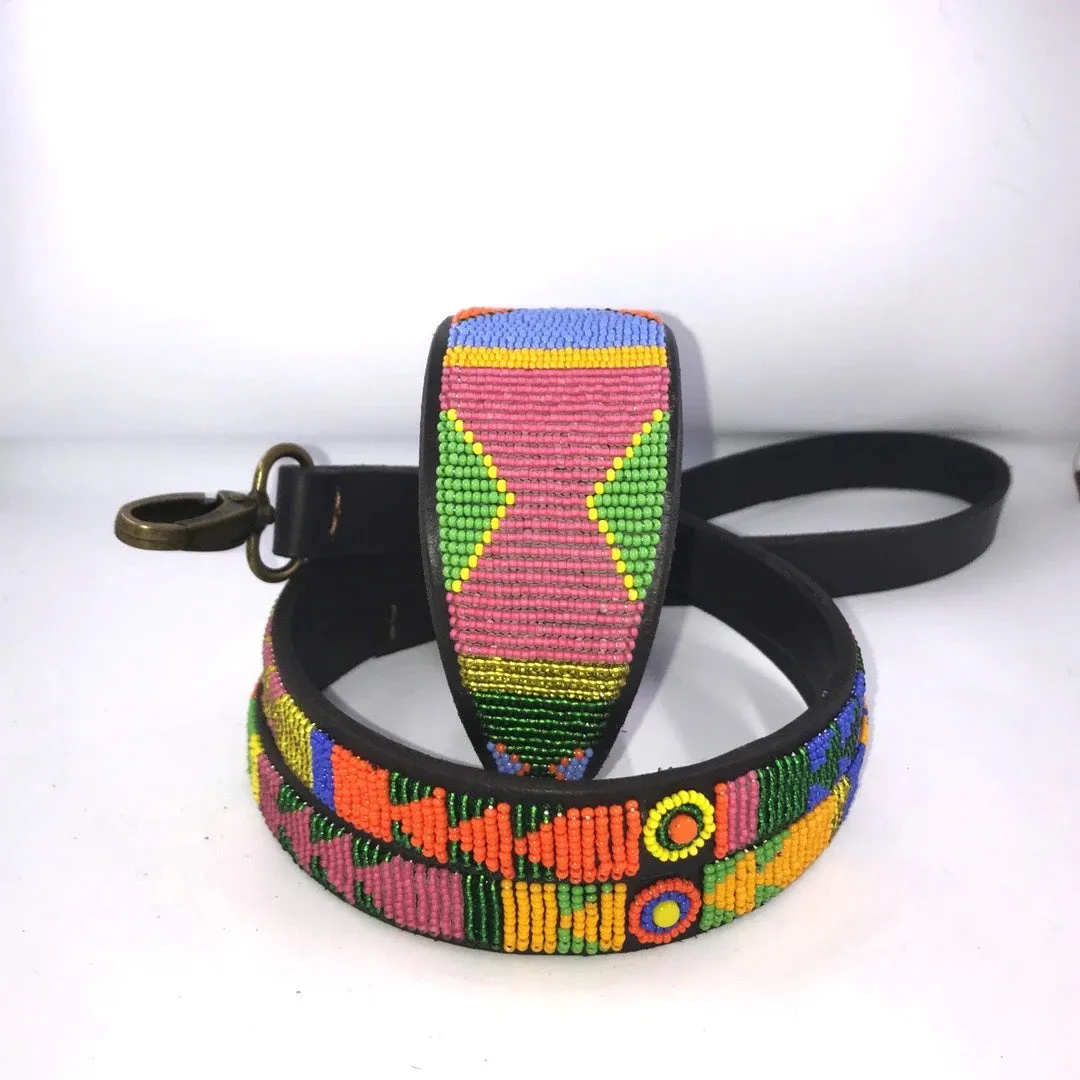 12" Luxury Beaded Leather Whippet Dog Collar