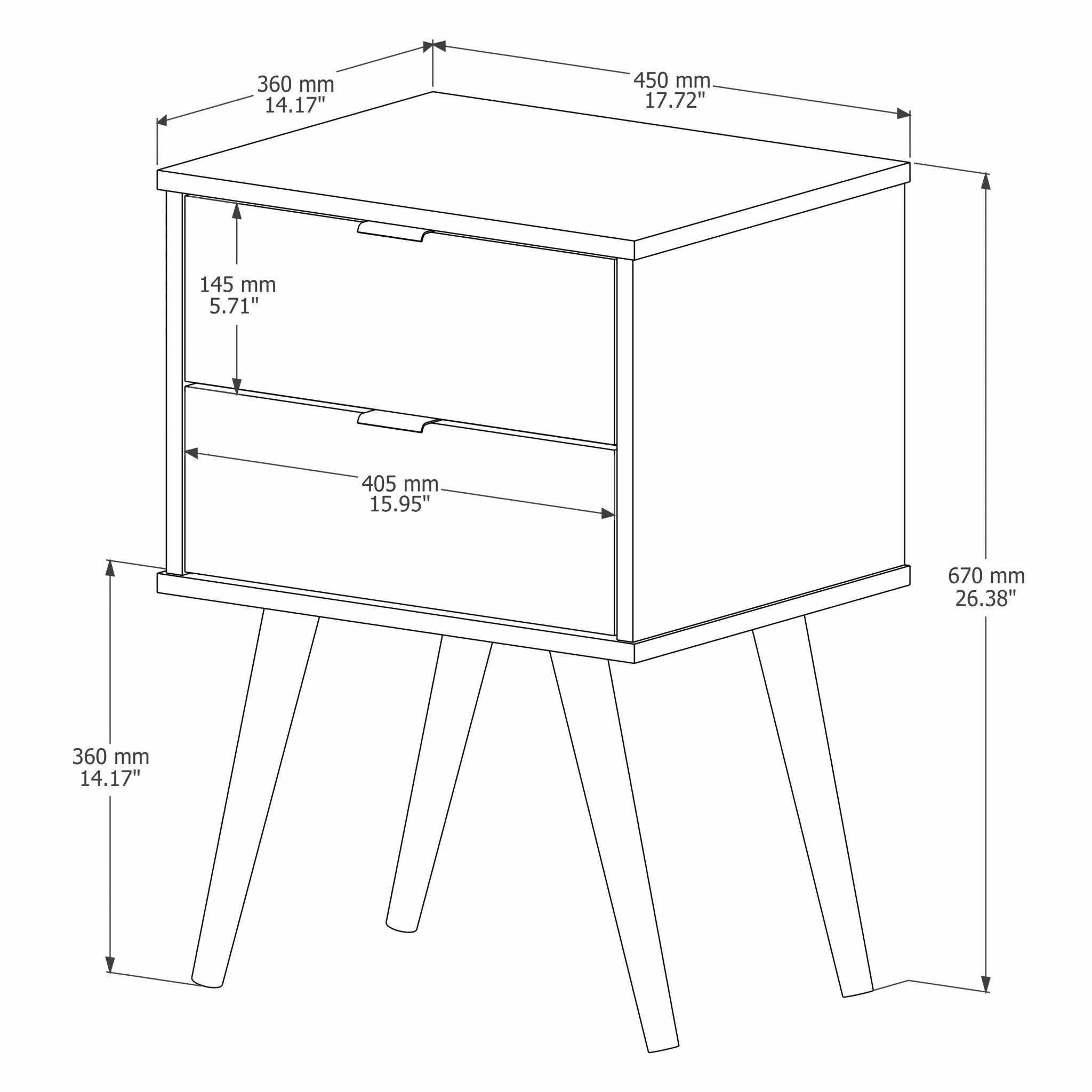 18" Rectangular Off White Top End Table With Two Drawers By Homeroots