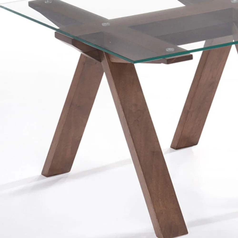 19' Walnut Wood and Glass End Table By Homeroots