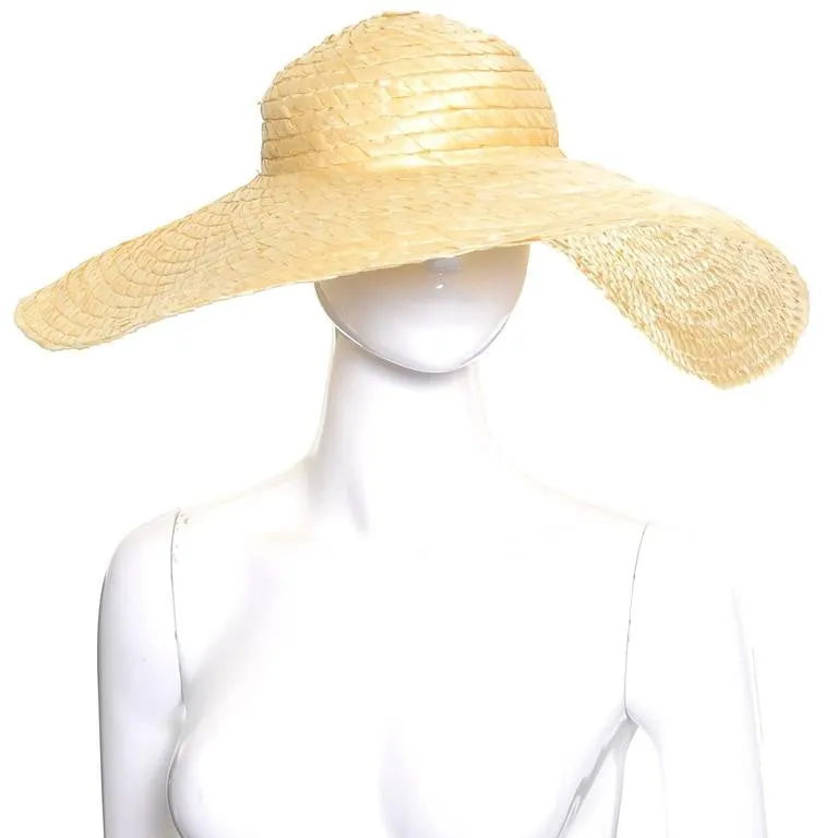 1940s I Magnin Vintage Extra Wide Brim Floppy Straw Hat