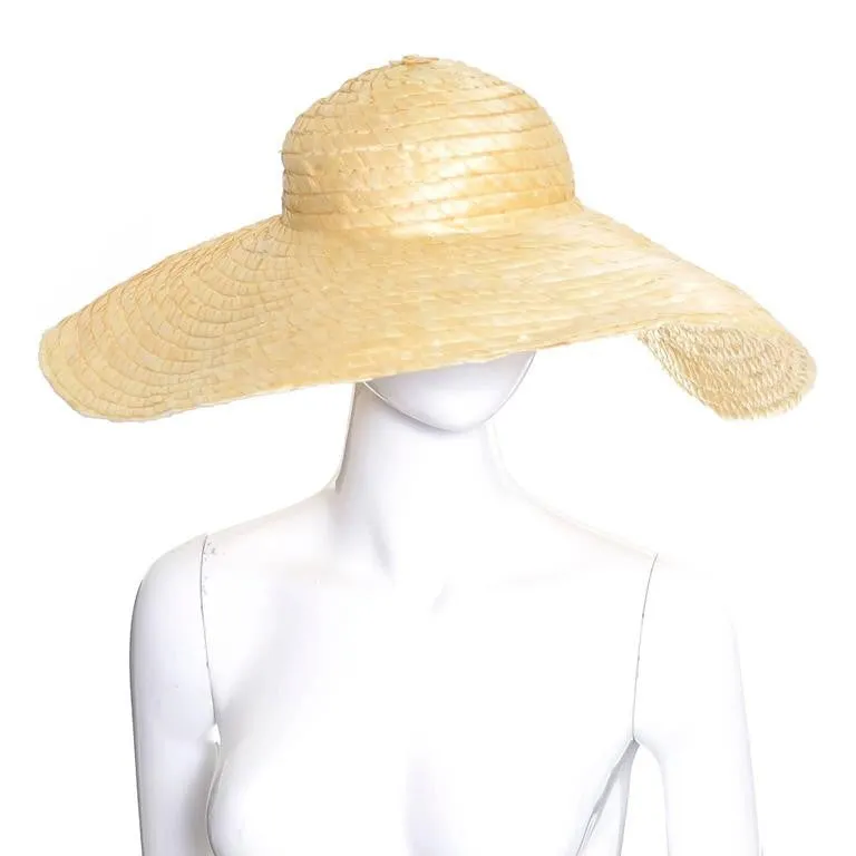 1940s I Magnin Vintage Extra Wide Brim Floppy Straw Hat