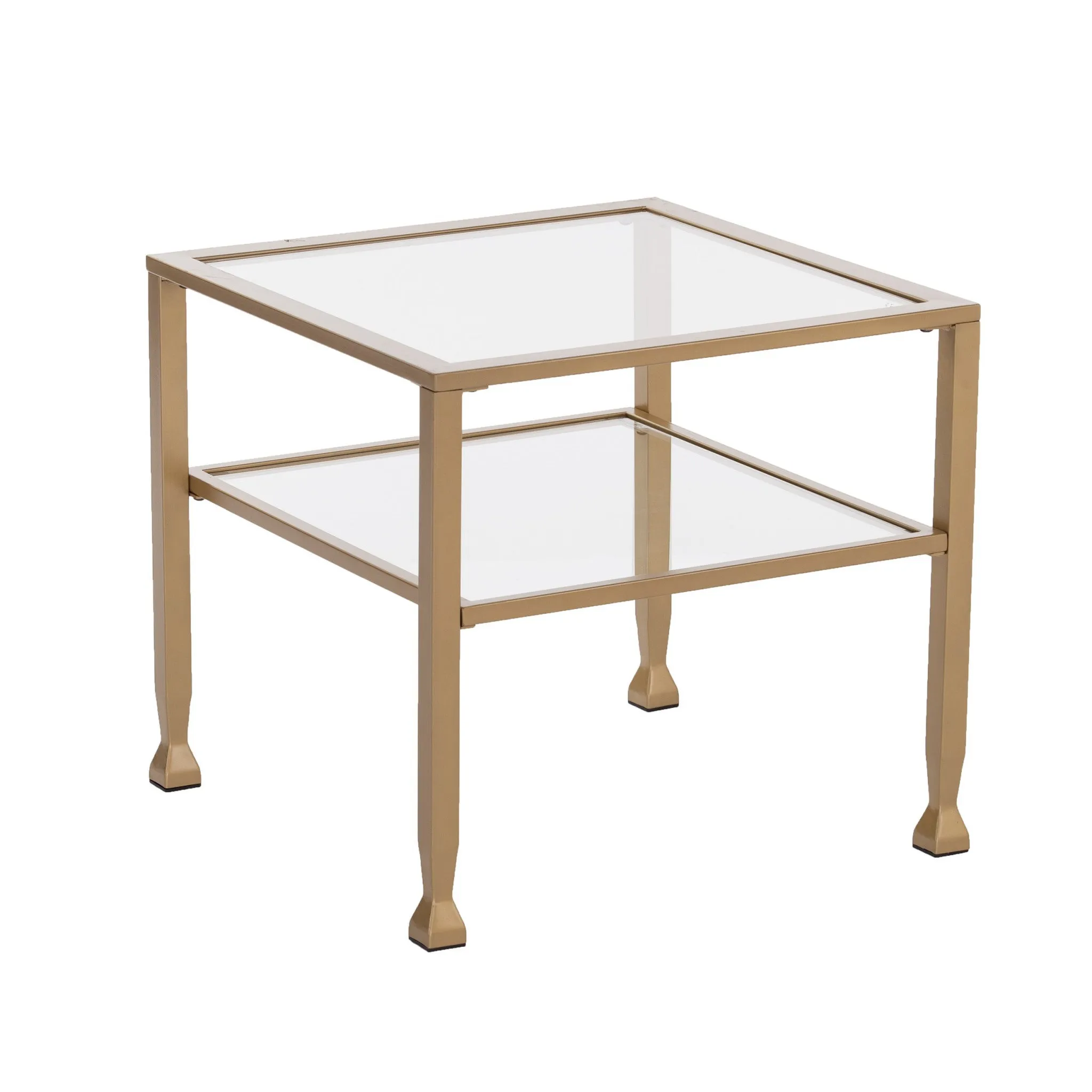 21" Gold Glass And Metal Square Coffee Table By Homeroots