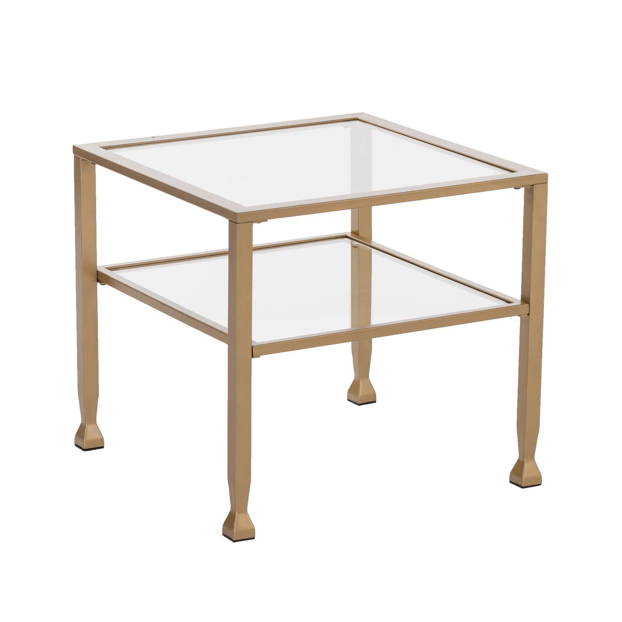 21" Gold Glass And Metal Square Coffee Table By Homeroots