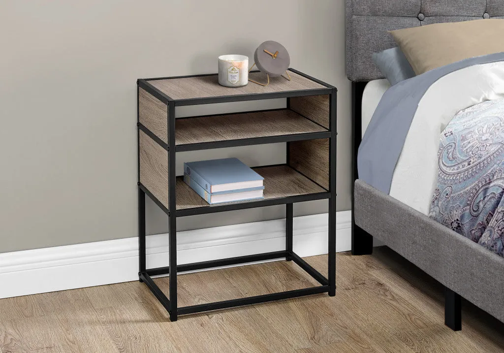 22" Black And Dark Taupe End Table With Two Shelves By Homeroots