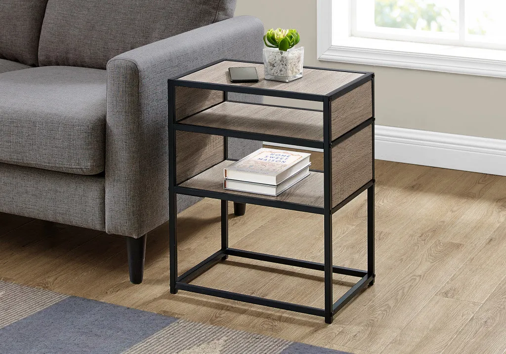 22" Black And Dark Taupe End Table With Two Shelves By Homeroots