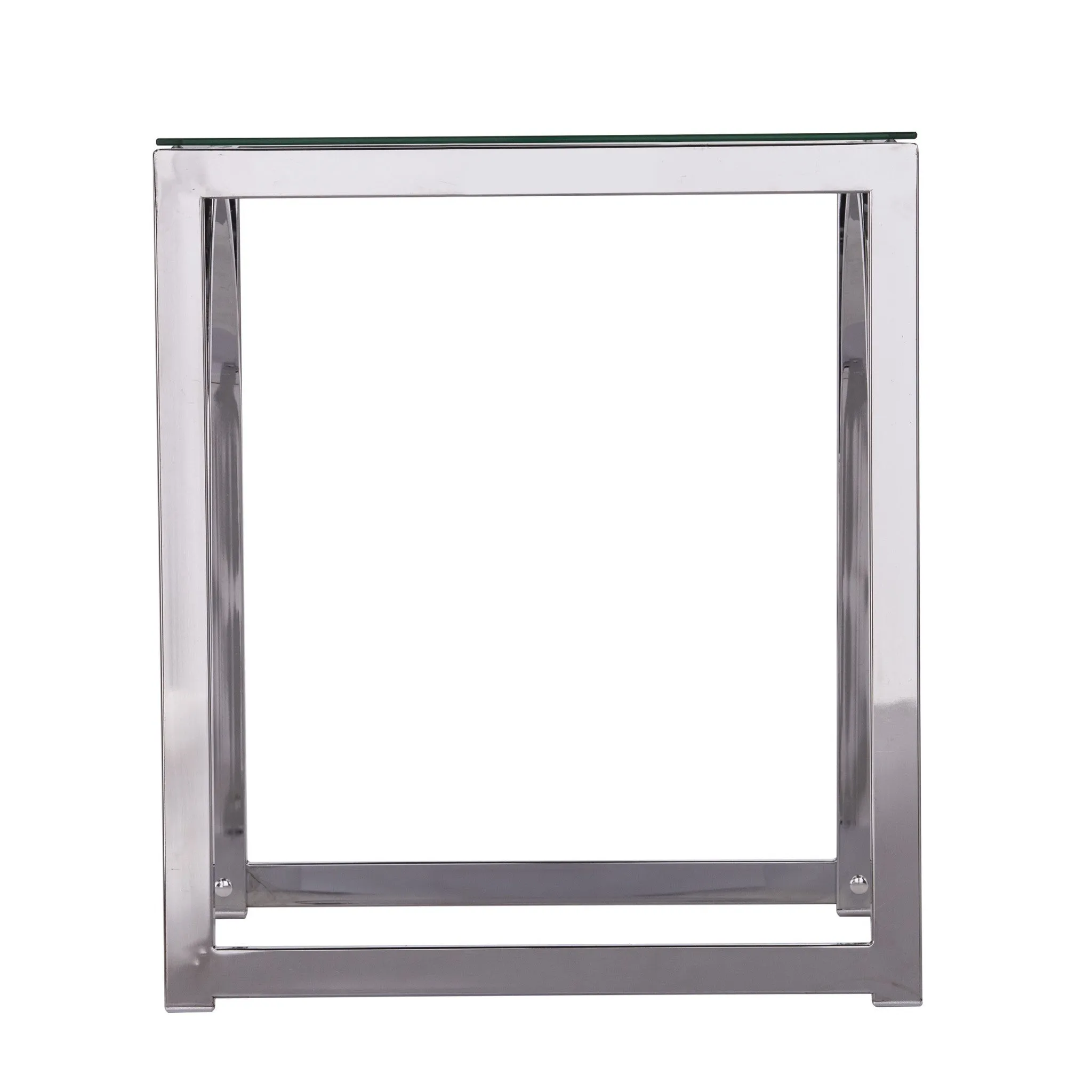 22" Chrome Glass And Iron Square End Table By Homeroots