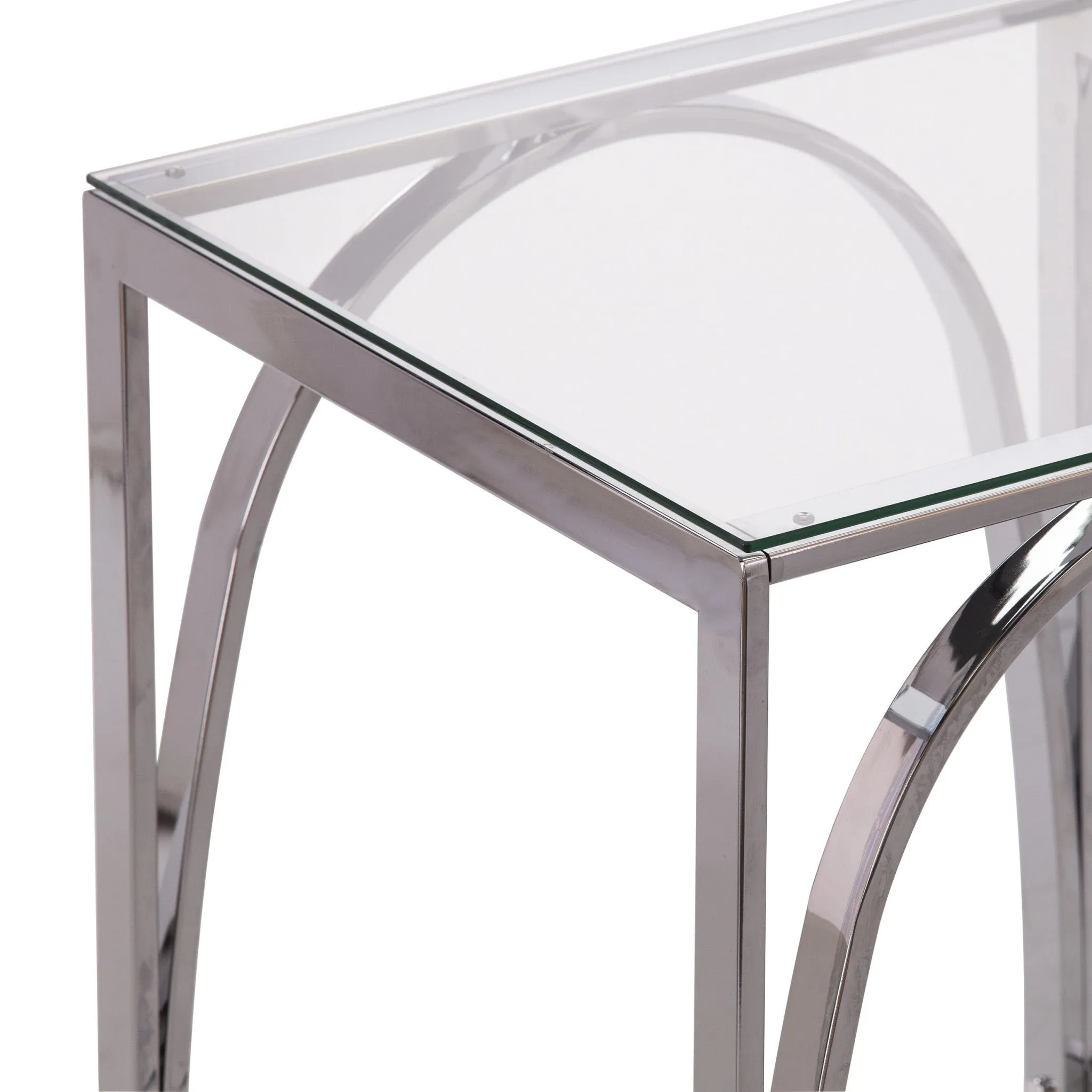 22" Chrome Glass And Iron Square End Table By Homeroots