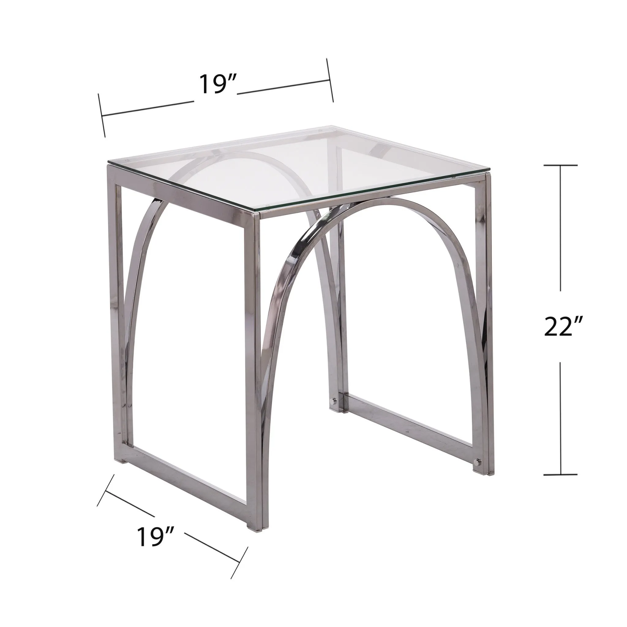 22" Chrome Glass And Iron Square End Table By Homeroots