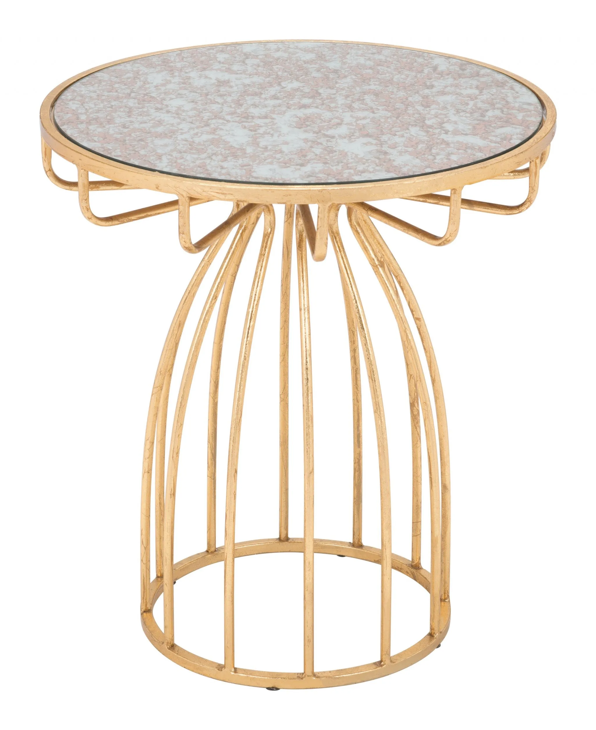 22" Gold And Brown Steel Round End Table By Homeroots