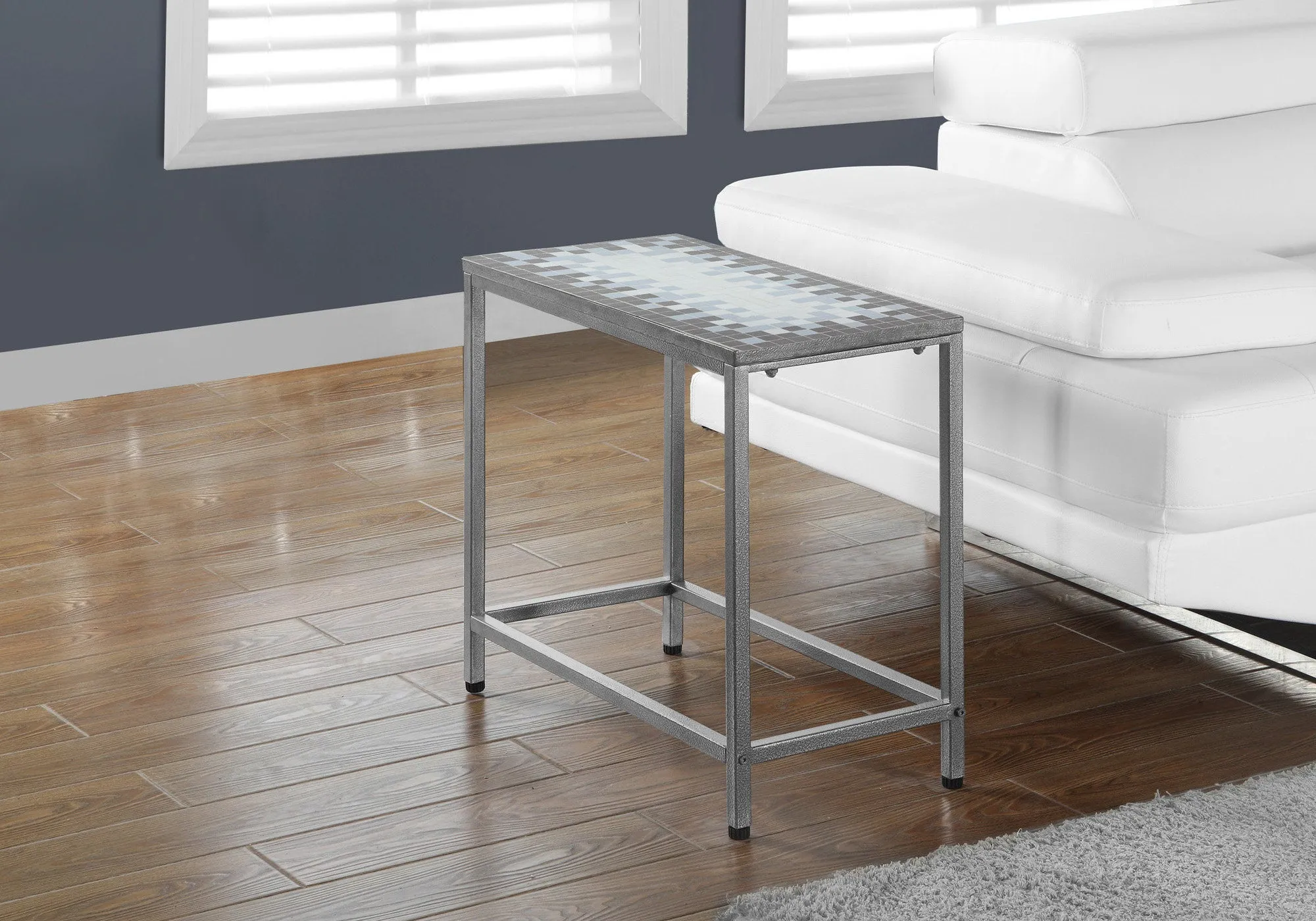 22" Gray And White Tile End Table By Homeroots