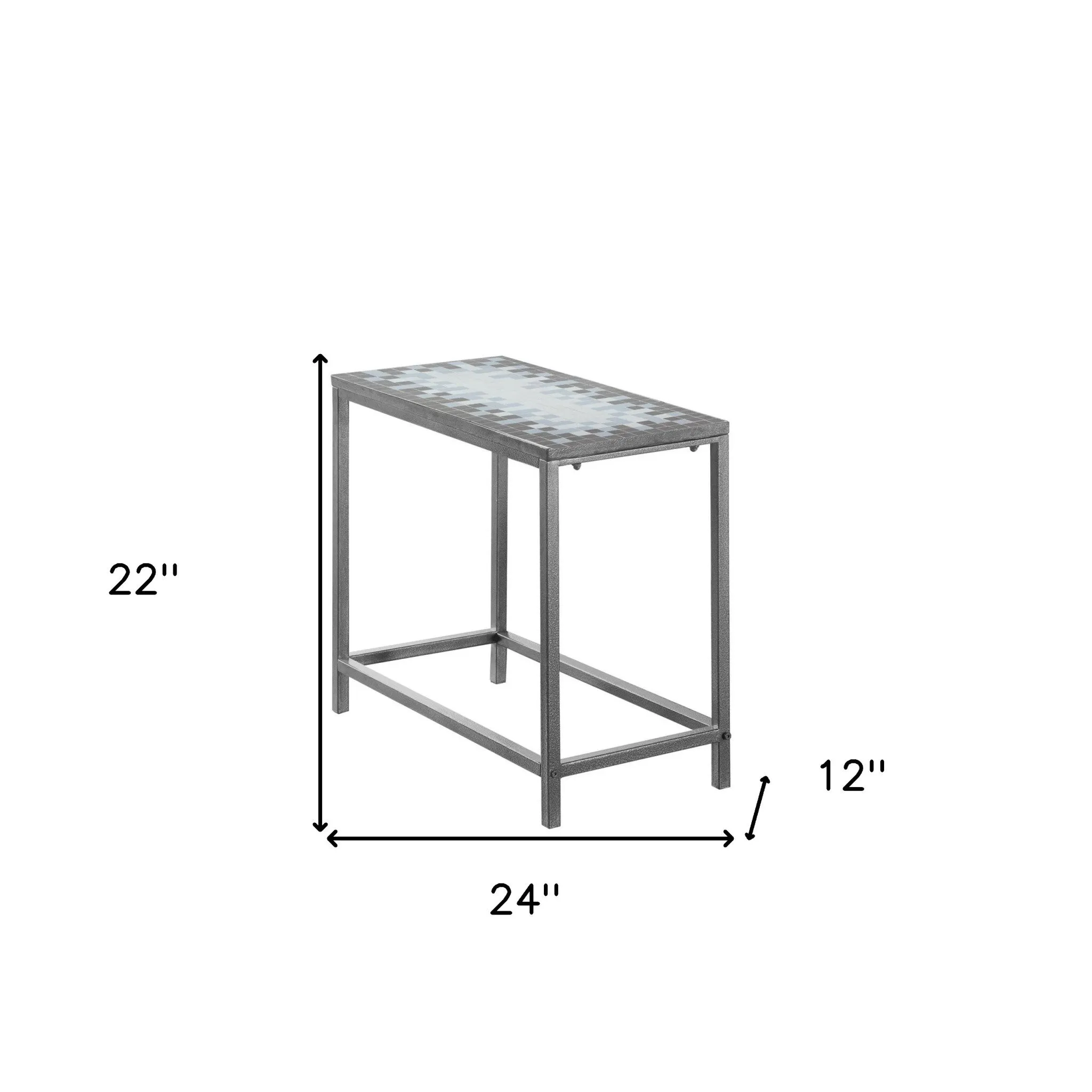 22" Gray And White Tile End Table By Homeroots