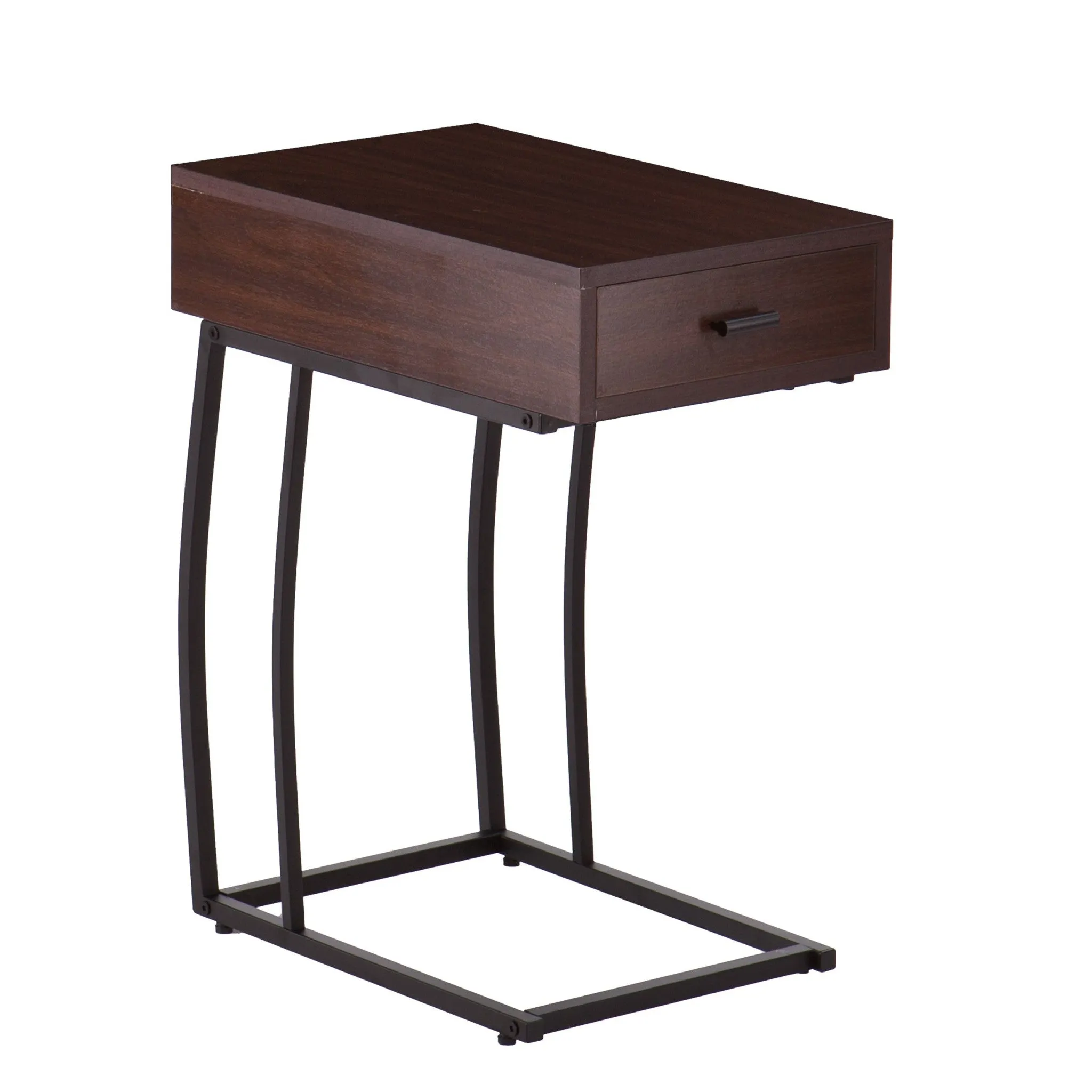 23" Brown Manufactured Wood And Iron Rectangular End Table With Drawer By Homeroots