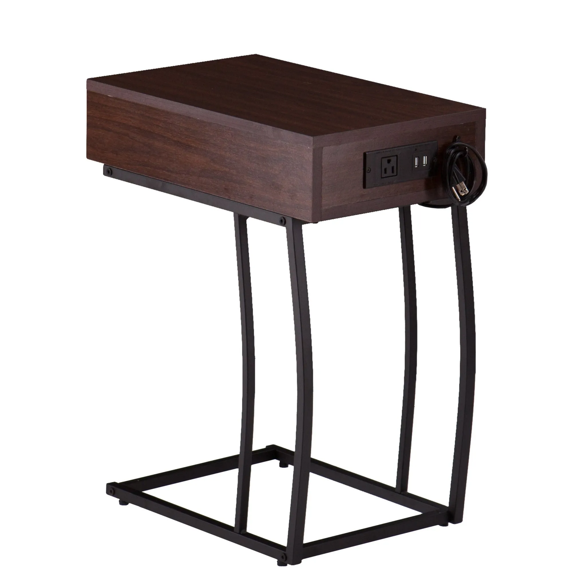 23" Brown Manufactured Wood And Iron Rectangular End Table With Drawer By Homeroots