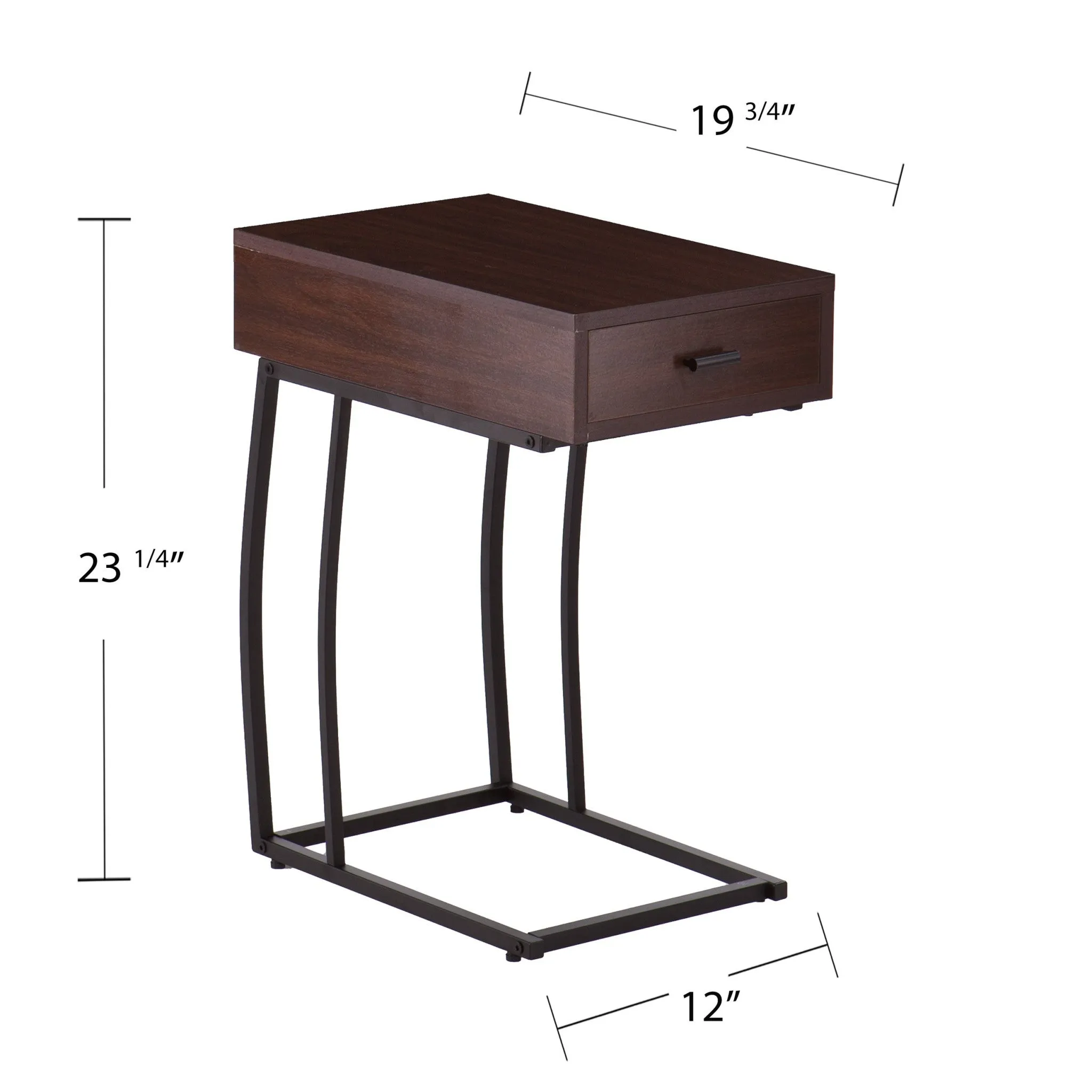 23" Brown Manufactured Wood And Iron Rectangular End Table With Drawer By Homeroots