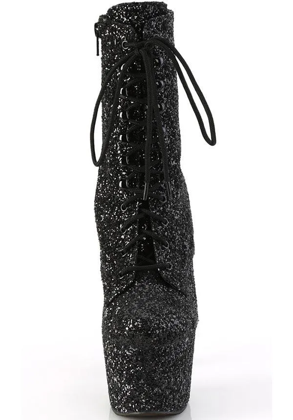 ADORE-1020GWR [Black Glitter] | PLATFORM BOOTS [PREORDER]