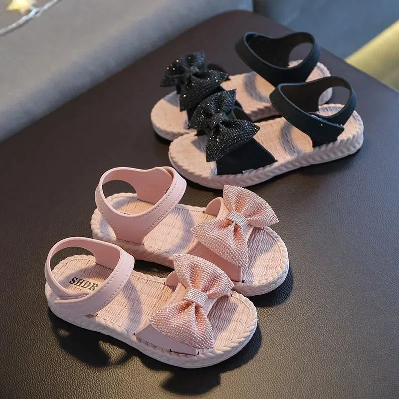 ARWEN&AJH GROUP مجموعة اروين التجاريه2024   Summer's Princess Child Sandals Bow Tie Girls' Shoes Fashion Casual Non Slip Kids Shoes Beach Shoes