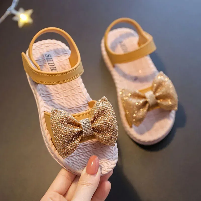 ARWEN&AJH GROUP مجموعة اروين التجاريه2024   Summer's Princess Child Sandals Bow Tie Girls' Shoes Fashion Casual Non Slip Kids Shoes Beach Shoes