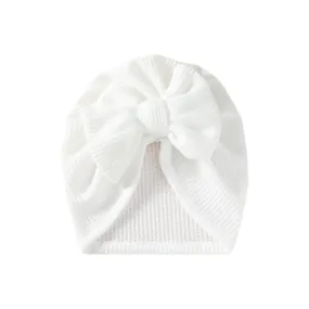 Baby Girl Waffle Bow Turban in White