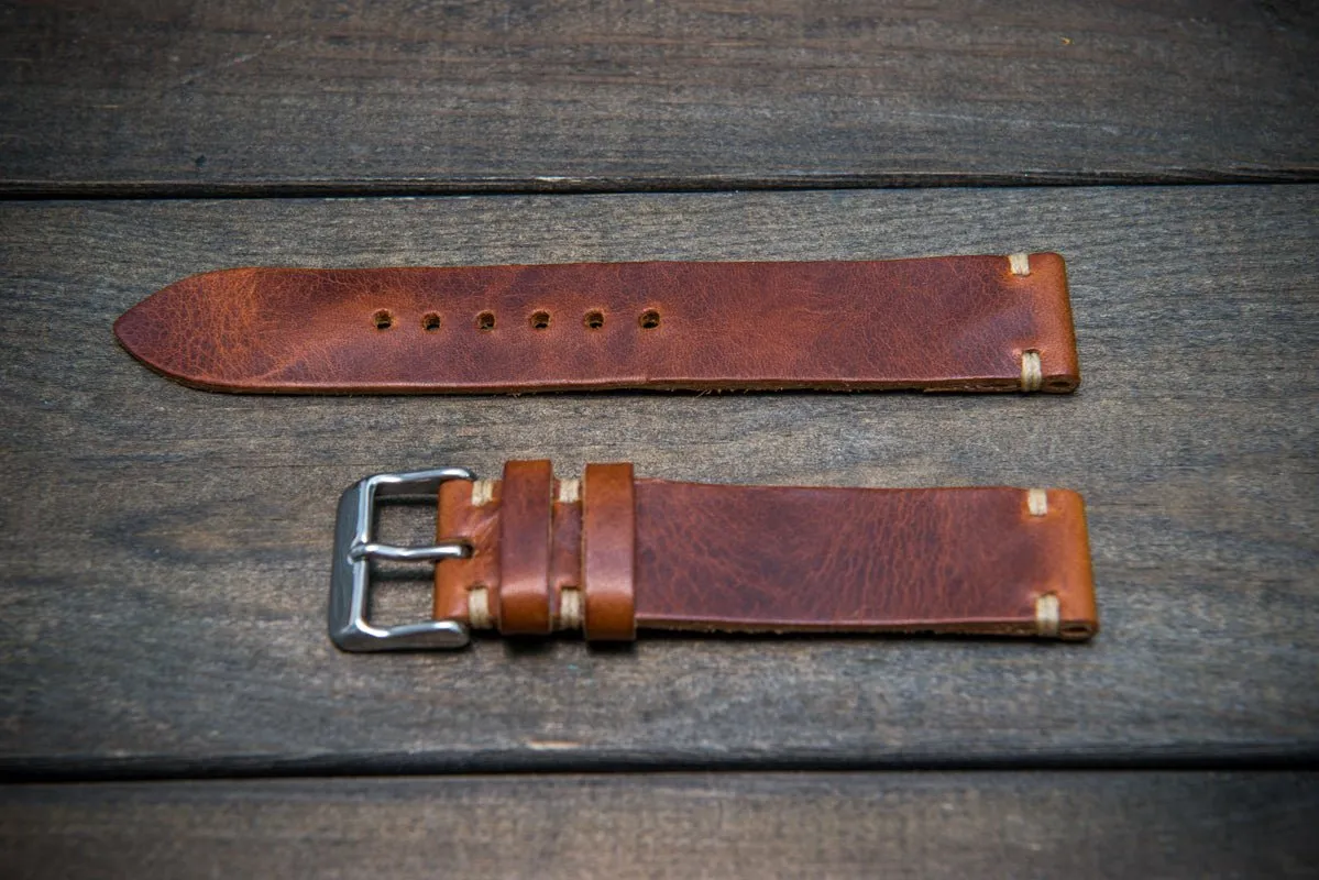 Badalassi Congac Wax  leather watch strap. Hand-made to order in Finland.