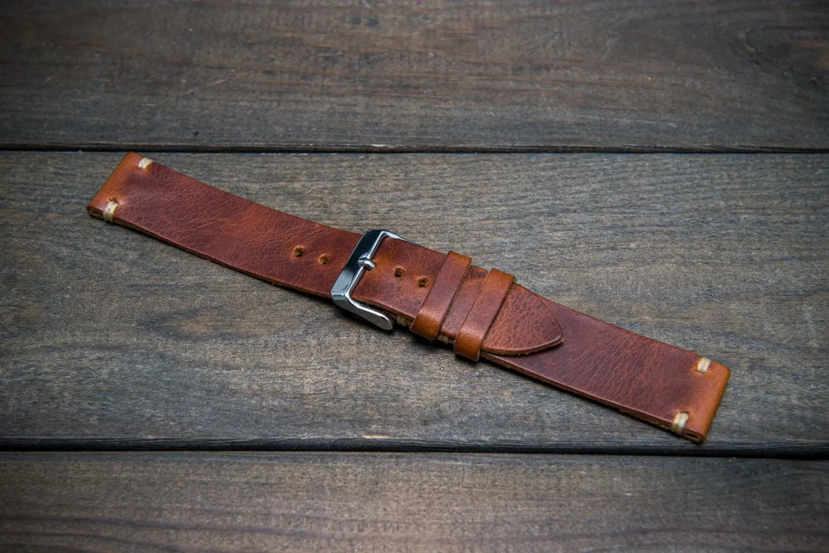 Badalassi Congac Wax  leather watch strap. Hand-made to order in Finland.