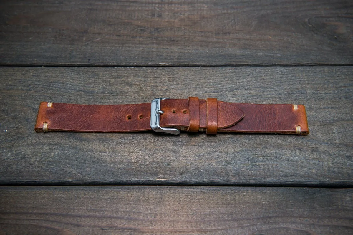 Badalassi Congac Wax  leather watch strap. Hand-made to order in Finland.