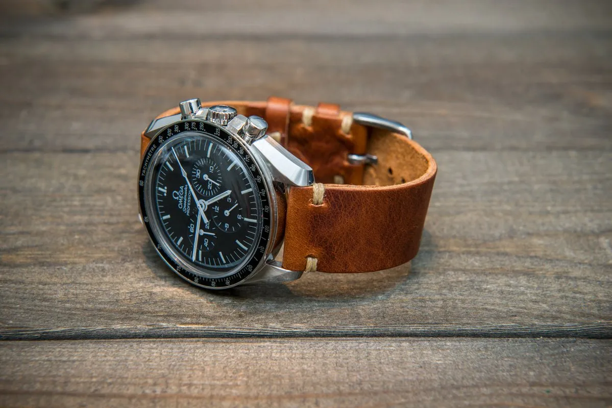 Badalassi Congac Wax  leather watch strap. Hand-made to order in Finland.