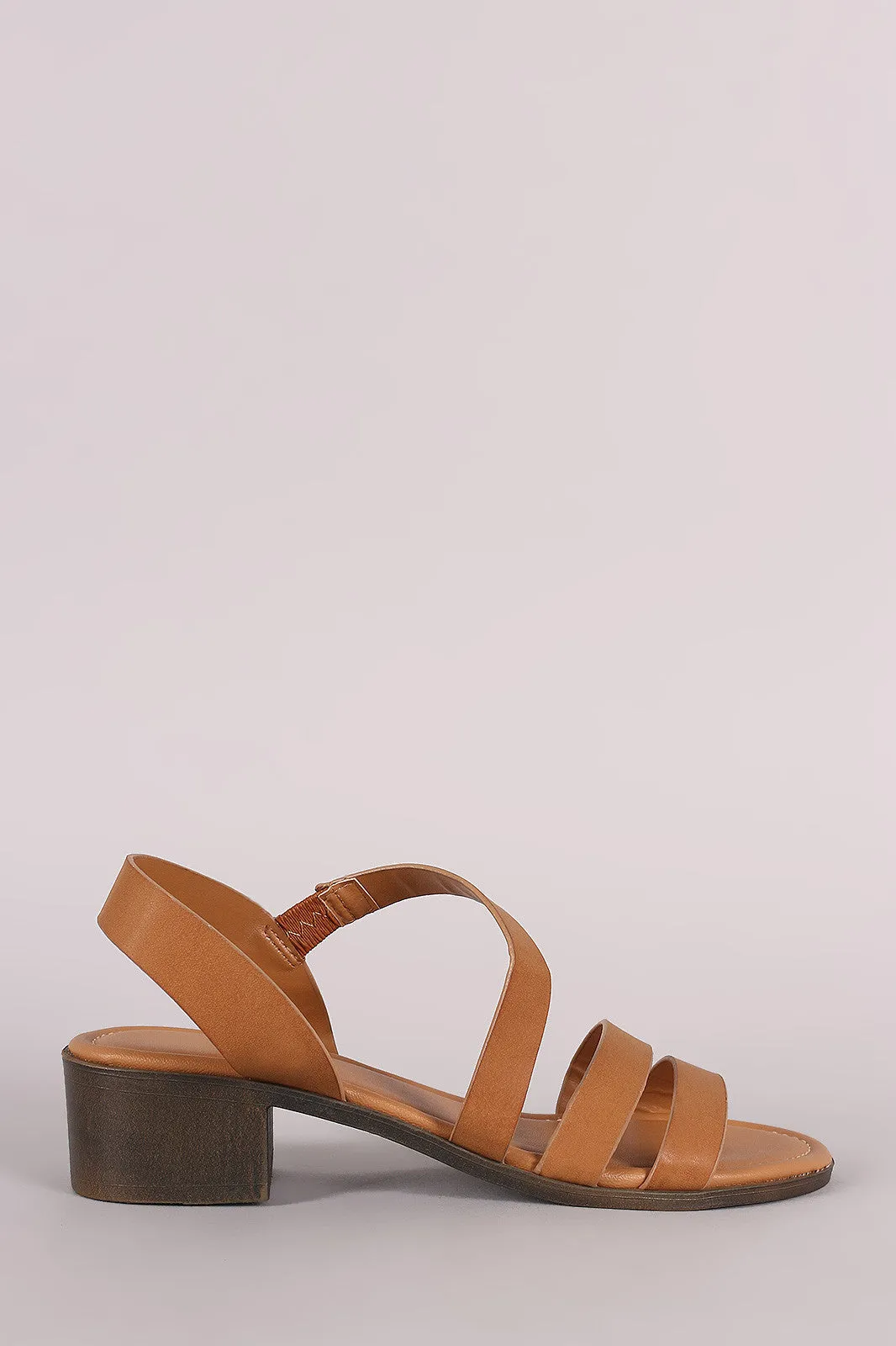 Bamboo Strappy Asymmetrical Block Heel Sandal