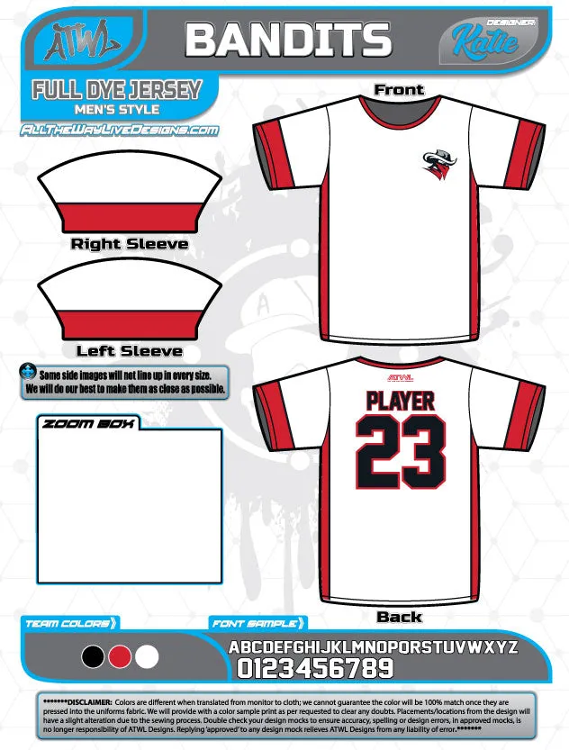 Bandits Baseball 11U Full Dye Jersey