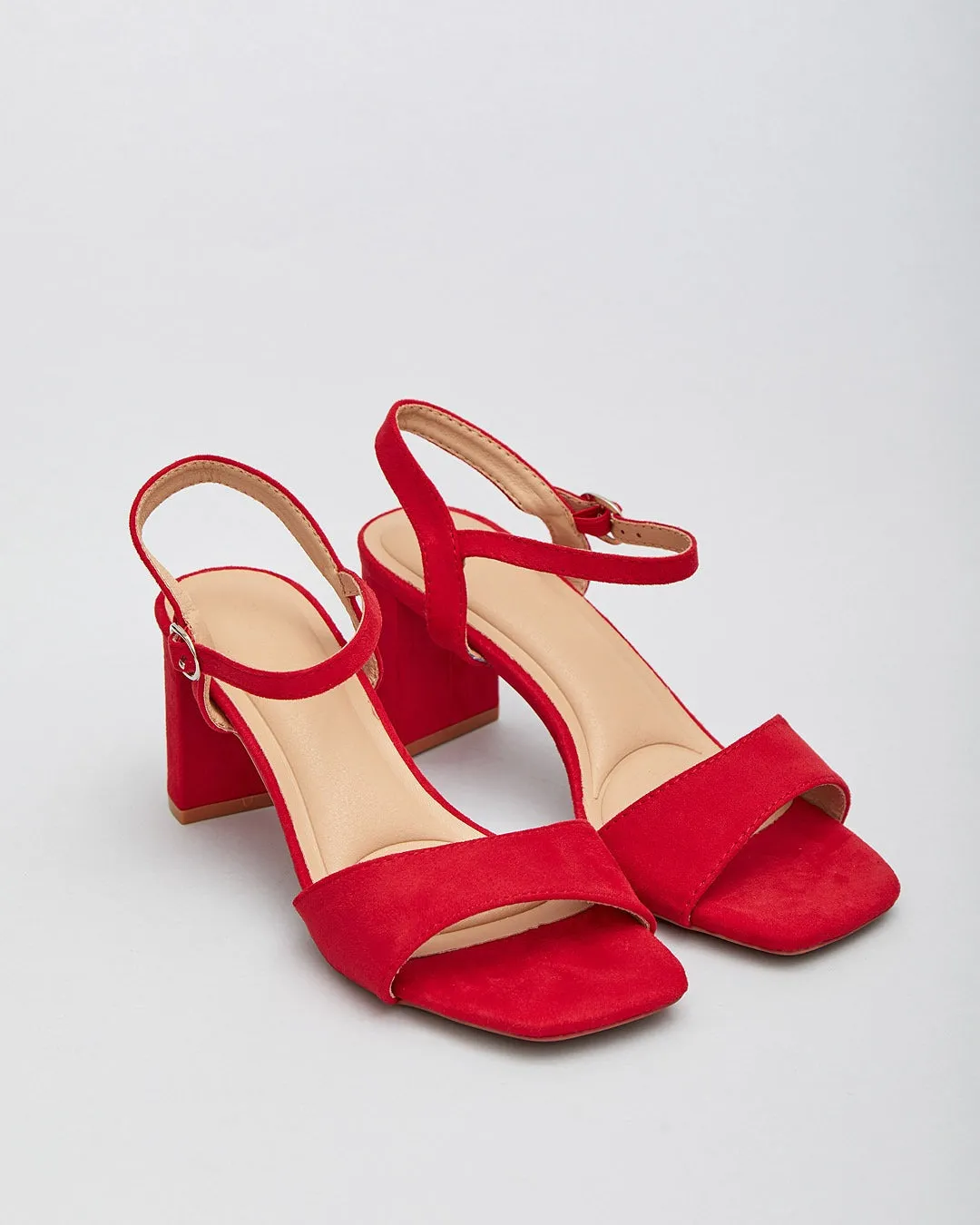 Barbara Red Block Heel Sandals