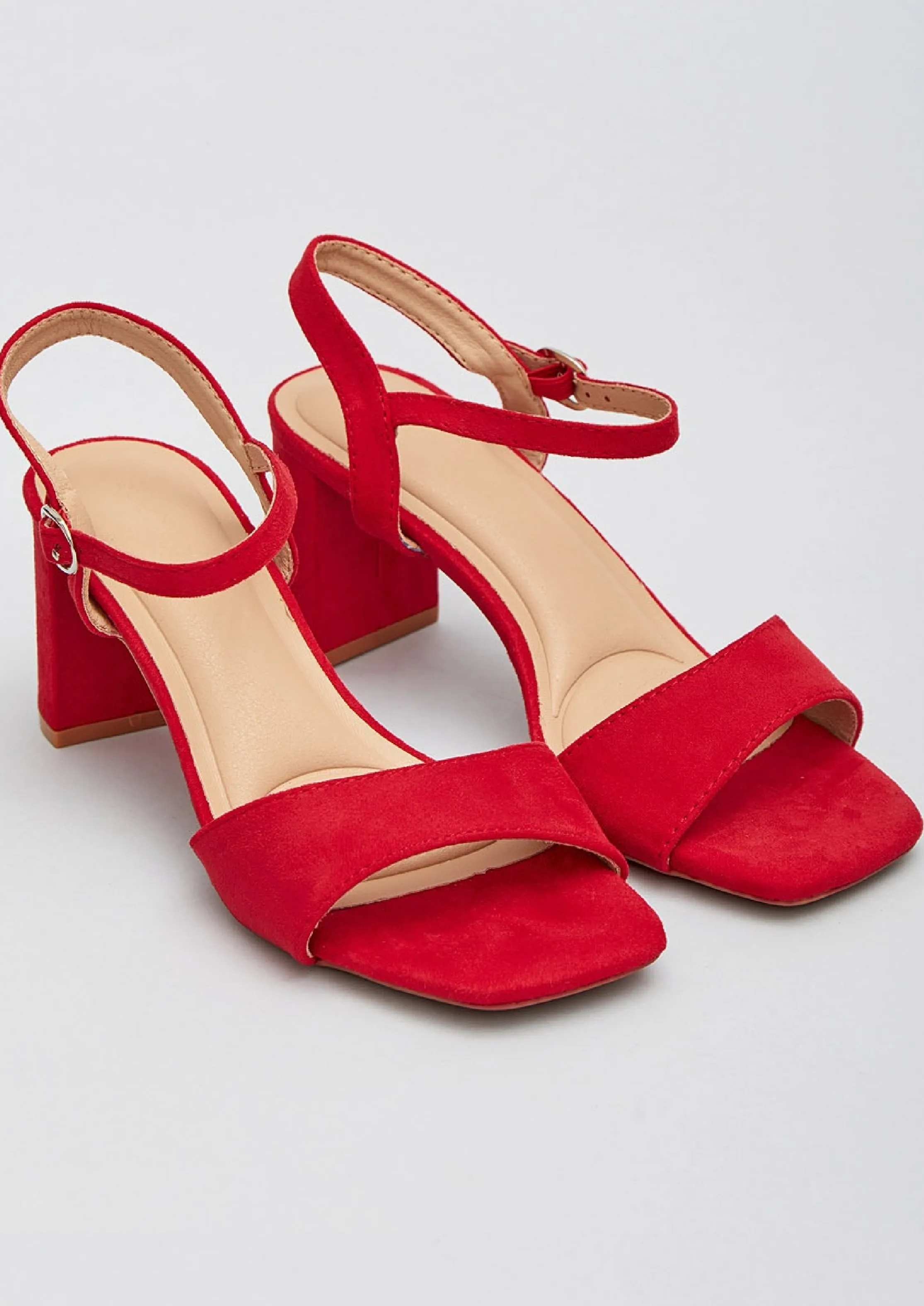 Barbara Red Block Heel Sandals