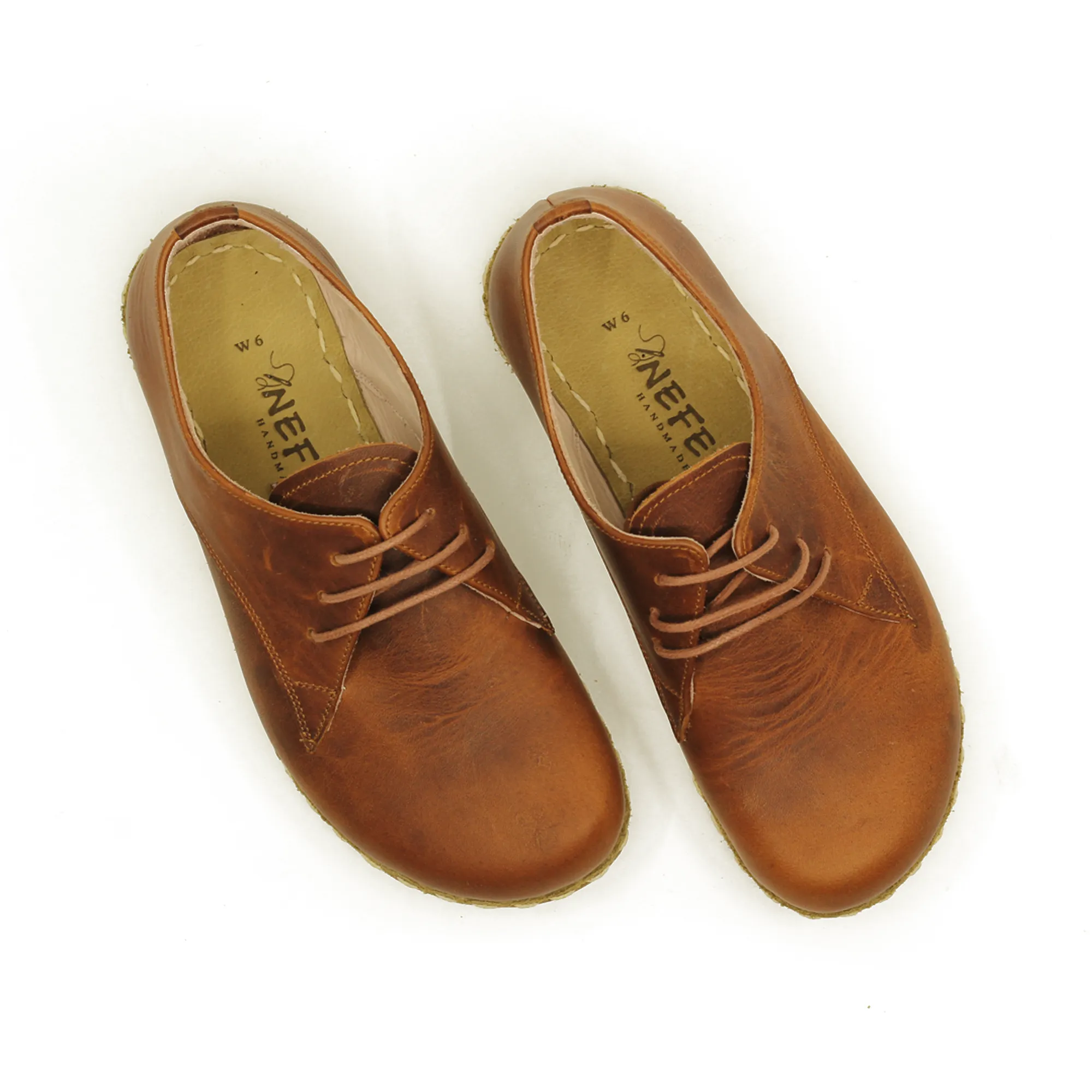 Barefoot Leather Mens Shoes Crazy New Brown Lace-up