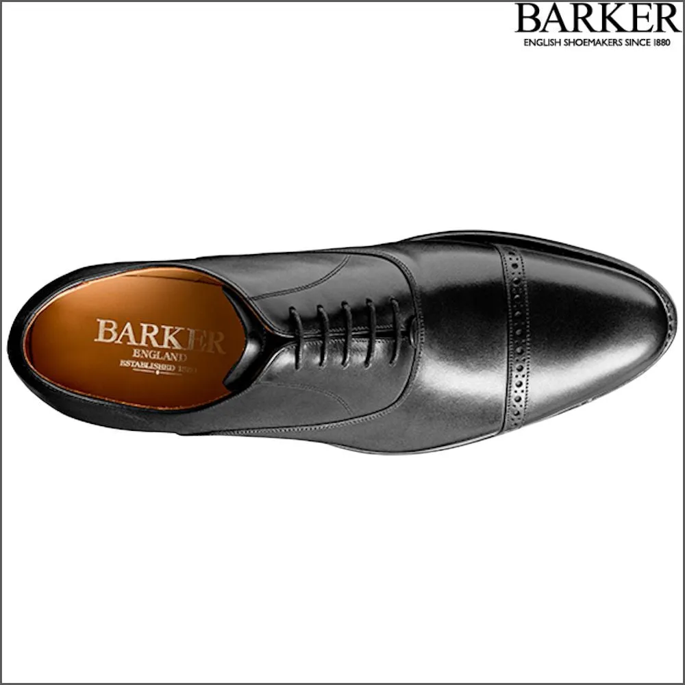 Barker Burford Black Calf Oxford Toe Cap--