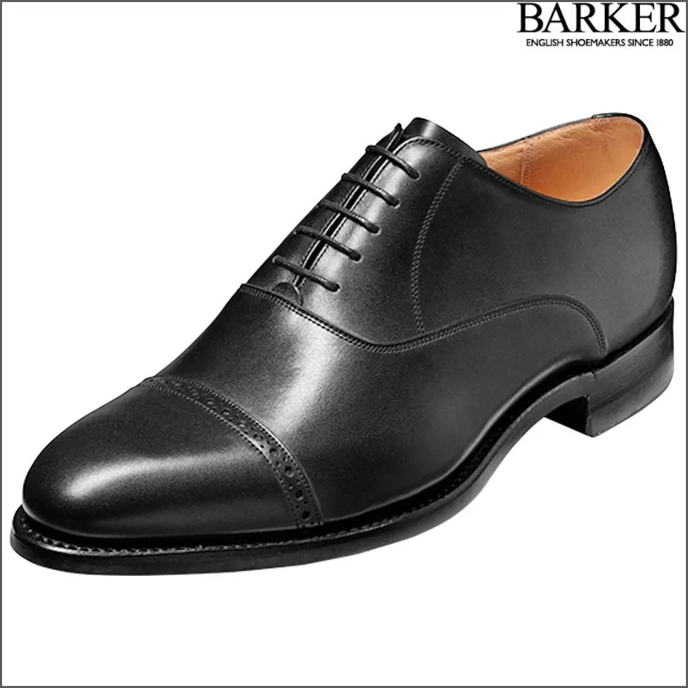 Barker Burford Black Calf Oxford Toe Cap--