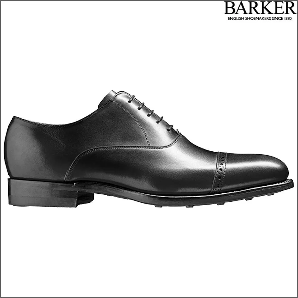 Barker Burford Black Calf Oxford Toe Cap--