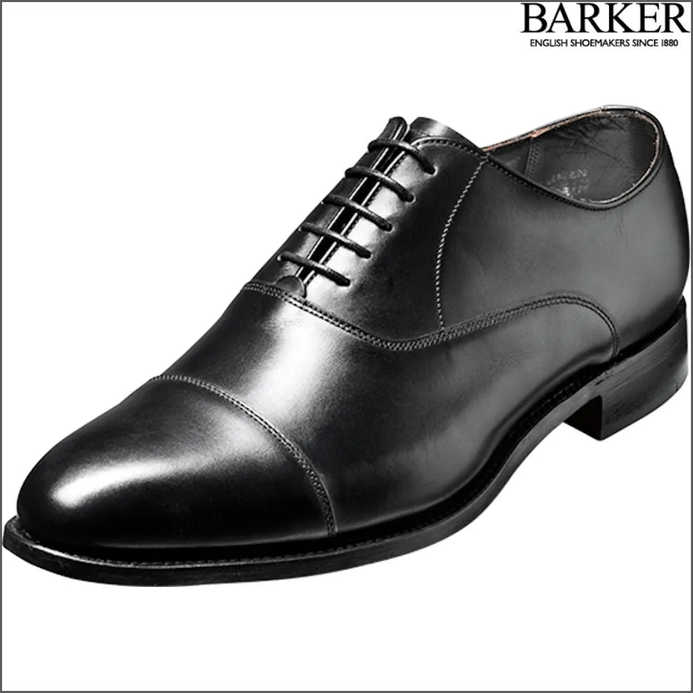 Barker Duxford Black Calf Oxford Toe Cap--