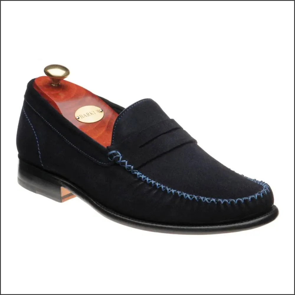 Barker William Dark Navy Suede Mocassin*