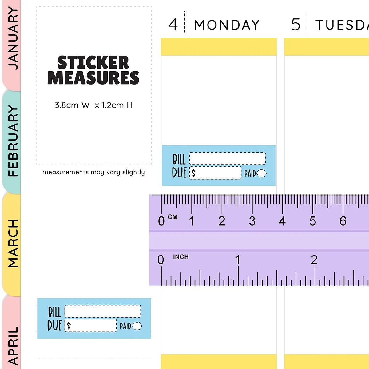 Bill Due Planner Stickers