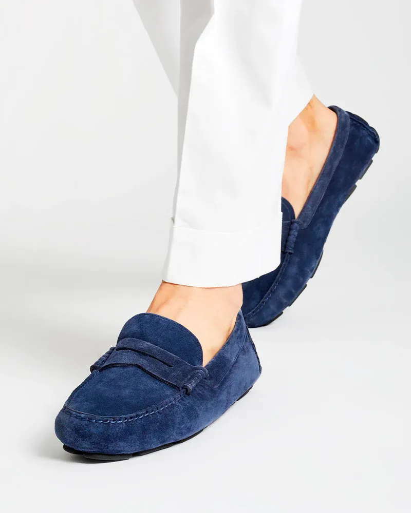 Blue Navy Suede Driving Shoes