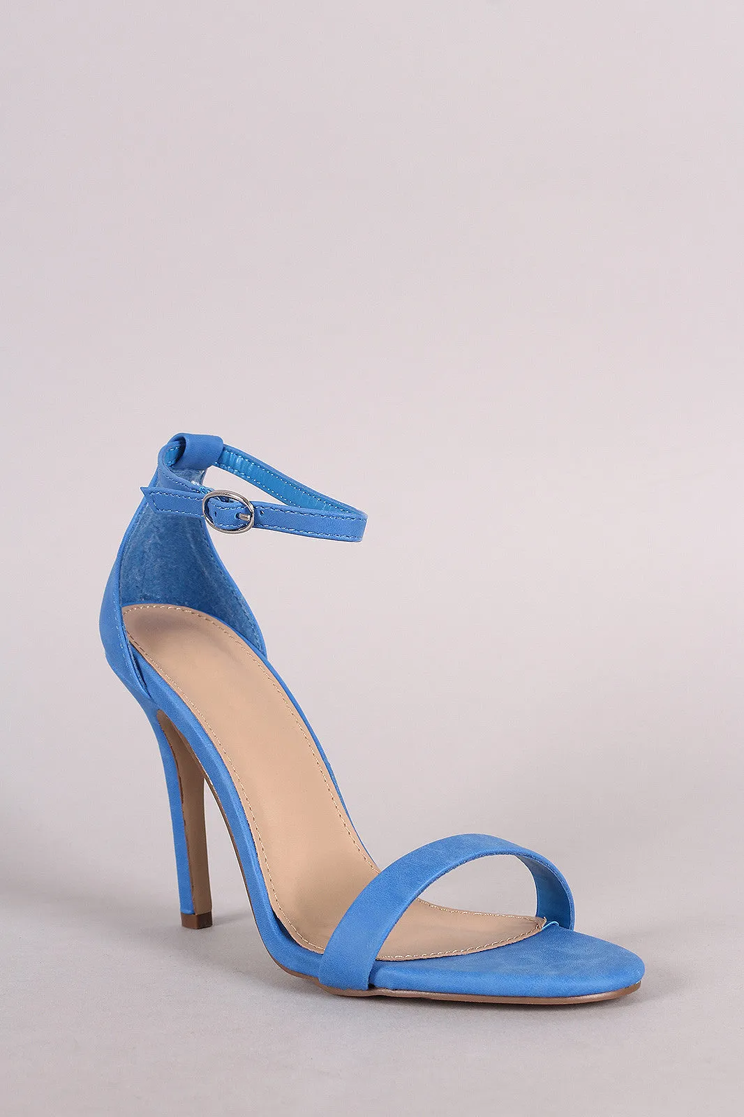 Breckelle Nubuck Thin Ankle Strap Stiletto Heel