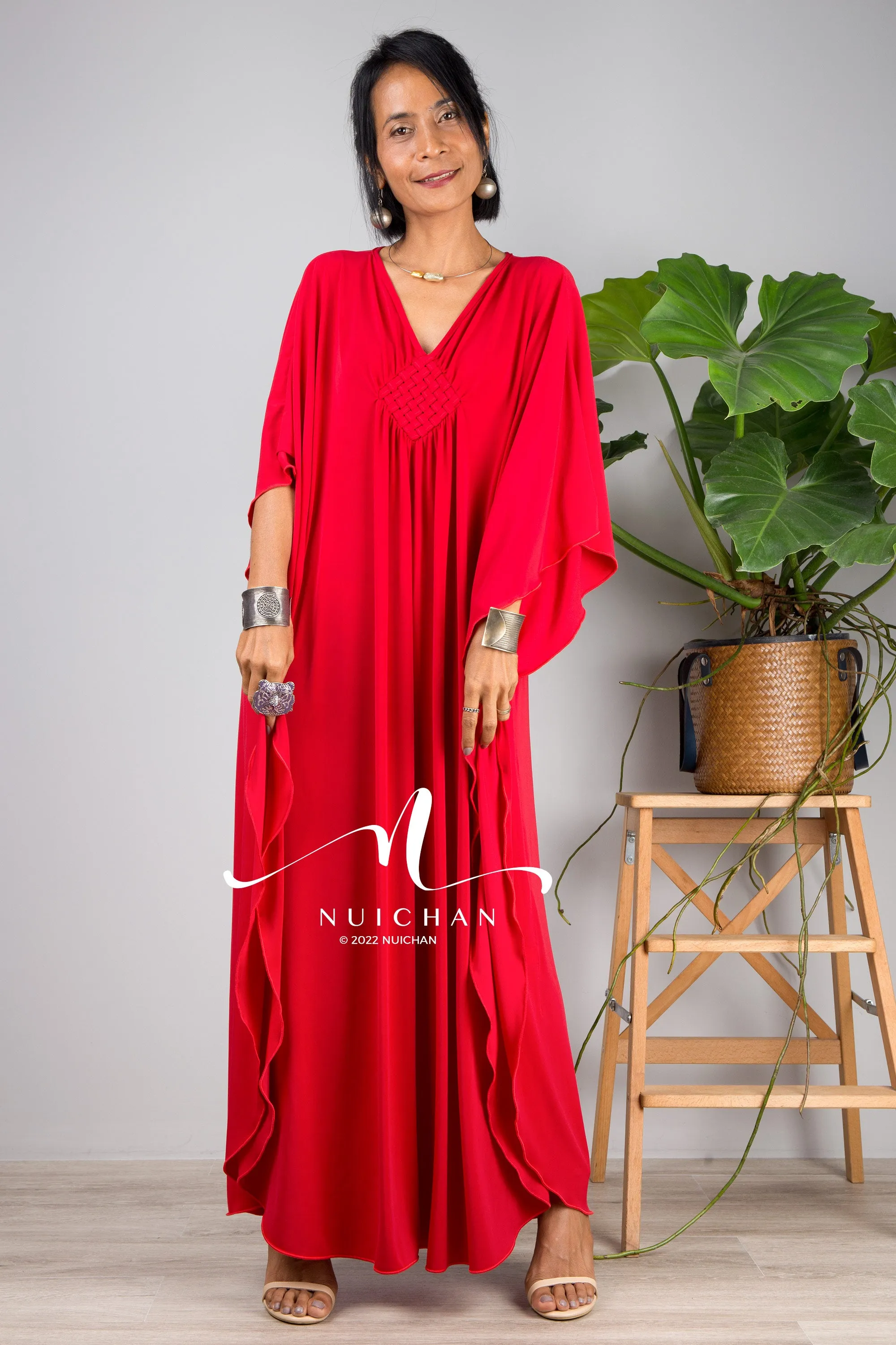 Bright red kaftan