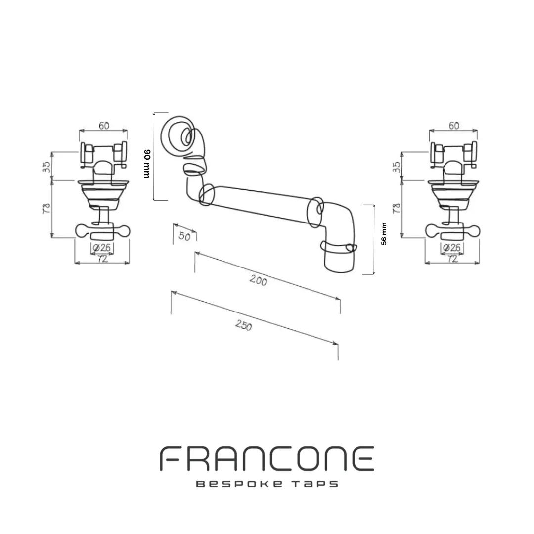 BT70 Wall mounted tap swivel spout