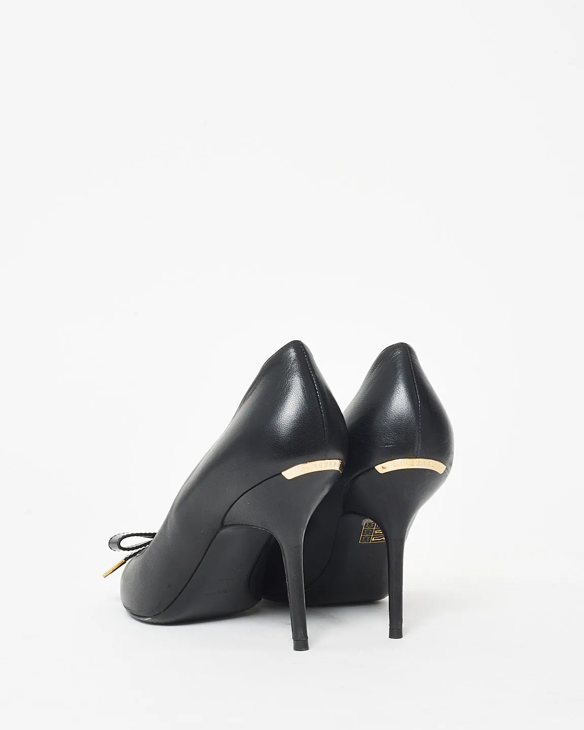 Burberry Black Leather Bow Pumps - 39.5