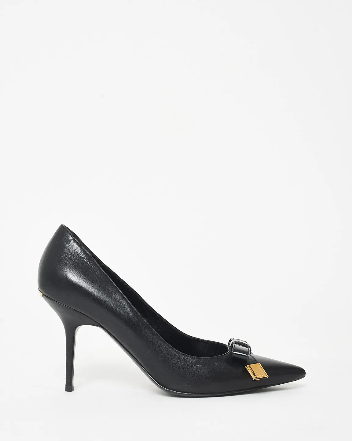 Burberry Black Leather Bow Pumps - 39.5