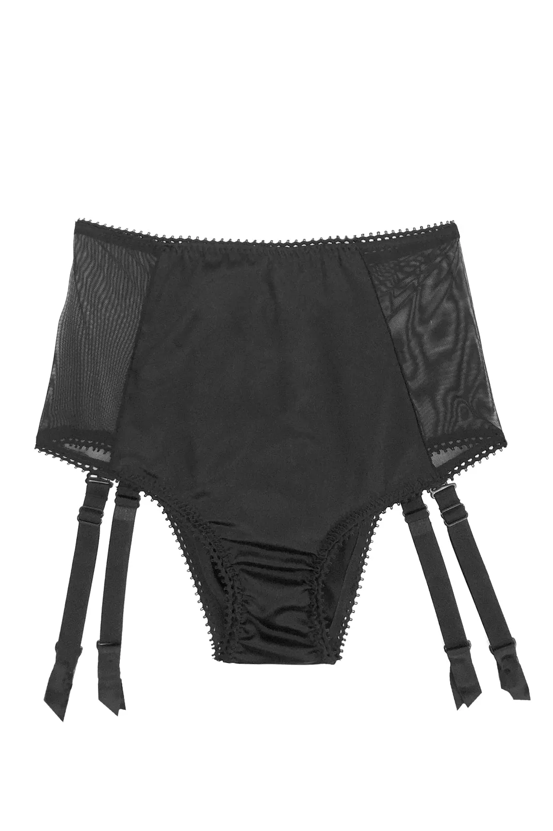 Cardamine Lace Up Garter Short in Black Silk Charmeuse