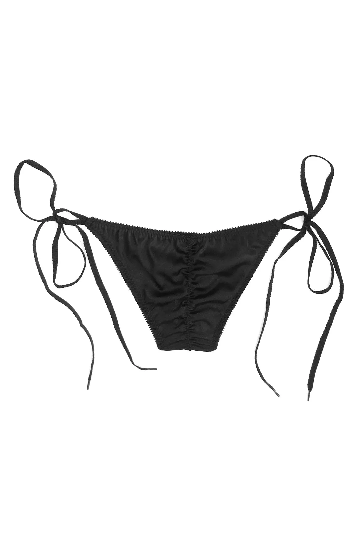 Cardamine Side Tie Panty in Black Silk Charmeuse