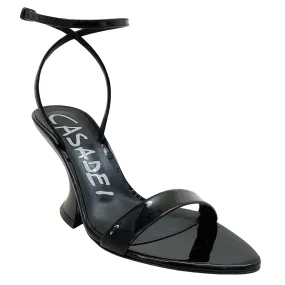 Casadei Black Patent Lather Elodie Tiffany Sandals