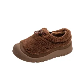 Children's Winter Thickening Plush Warm Snow Shoes Couple Flat Cotton Shoes Kid Boys Girls Slip-On Casual Cotton Shoes