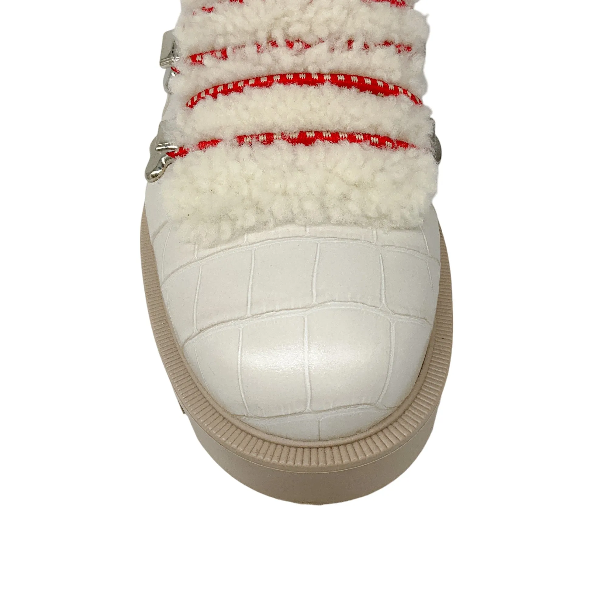 Christian Louboutin Ivory Edelvizir Flat Alligator Embossed Calfskin and Shearling Boots